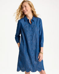 Indigo Denim Embroidered Dress