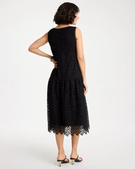 Black Embroidered Lace Sleeveless Dress