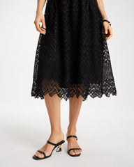 Black Embroidered Lace Sleeveless Dress