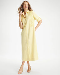 Golden Haze Embellished Linen-Cotton Shirtdress