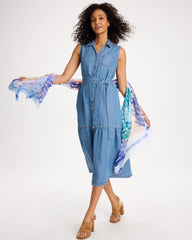 Indigo Twill Denim Belted Shirtdress