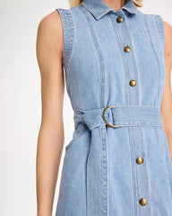 Medium Indigo Wash Sleeveless Denim Dress