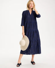Passport Blue Tiered Lace Dress