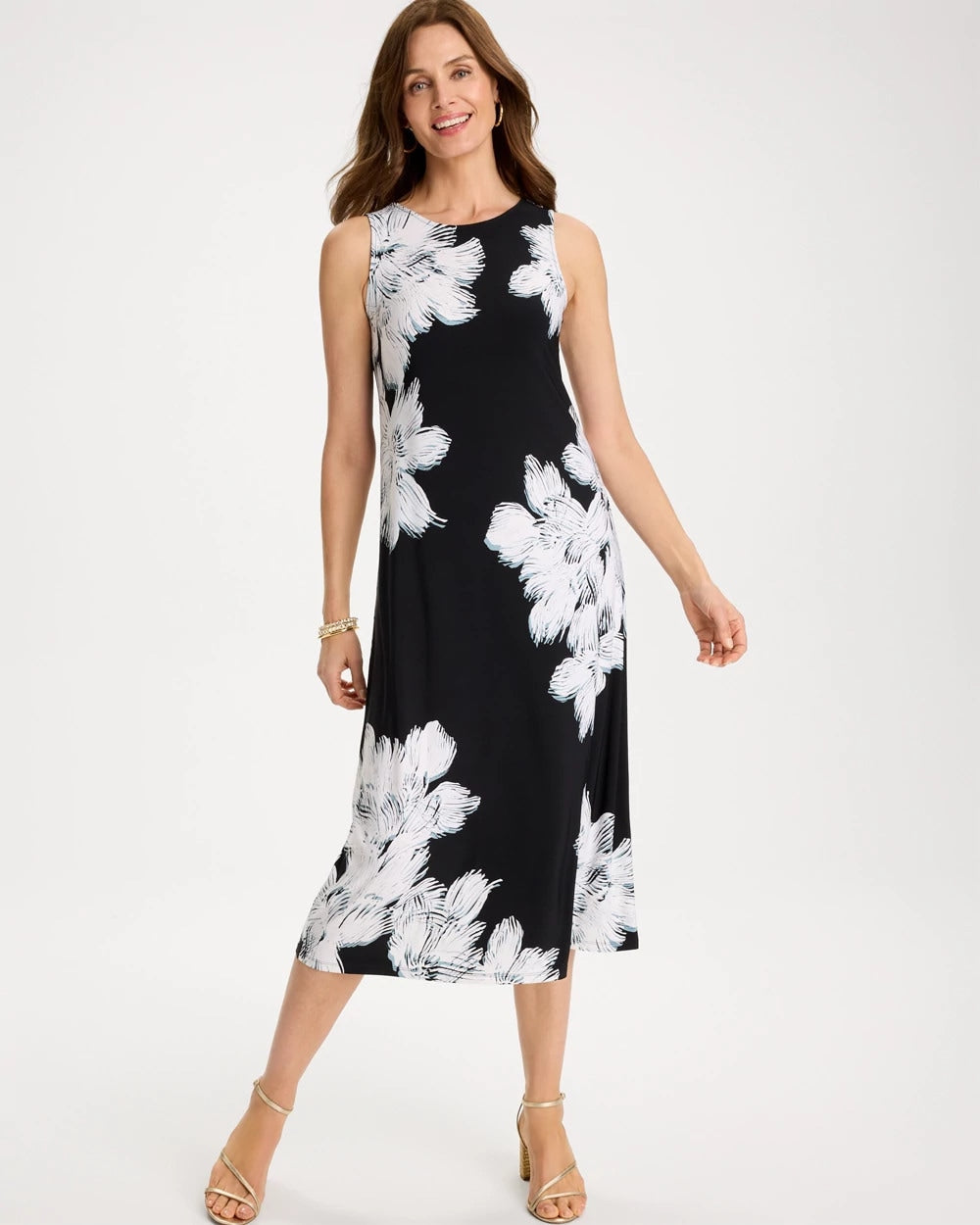 Black Travelers™ Knit Abstract Floral Swing Dress