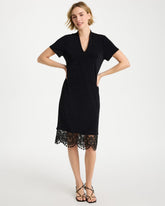 Travelers Black Travelers™ Lace Hem V-Neck Dress