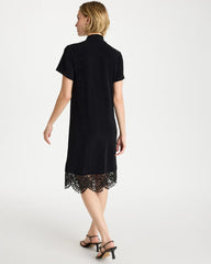 Travelers Black Travelers™ Lace Hem V-Neck Dress