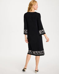 Travelers Black Travelers™ Zebra Trim Kurta Dress
