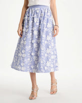 Alabaster Cotton Embroidered Floral Skirt