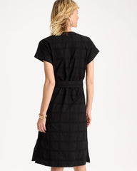 Black Embroidered Cotton Shirtdress