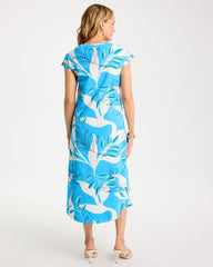 Blue Tide Printed Soft-Stretch Cotton Slub Dress