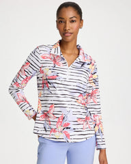 Calypso Coral Zenergy® UPF Lily Print Half Zip