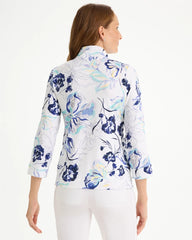 Amparo Blue Zenergy® UPF Floral Snap Mockneck