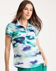 Passport Blue Zenergy® UPF Watercolor Half Zip Polo