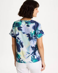 Topanga Green Zenergy® Floral Drop Shoulder Tee