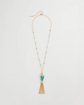 Blue Multi Tassel Fish Pendant Necklace