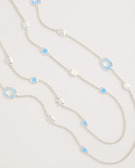 Blue Sea Glass Inspired Charm Necklace