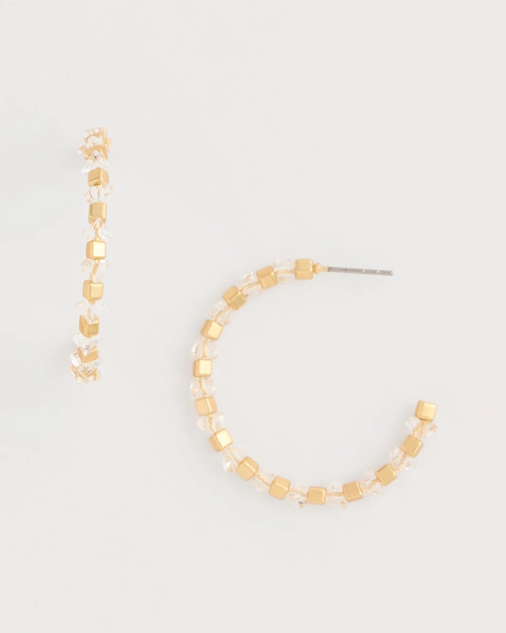 White/Gold Sea Foam Hoop Earrings