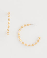White/Gold Sea Foam Hoop Earrings