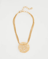 Gold Sea Foam Medallion Pendant Necklace