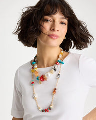Multi Mixed-Media Long Beaded Necklace