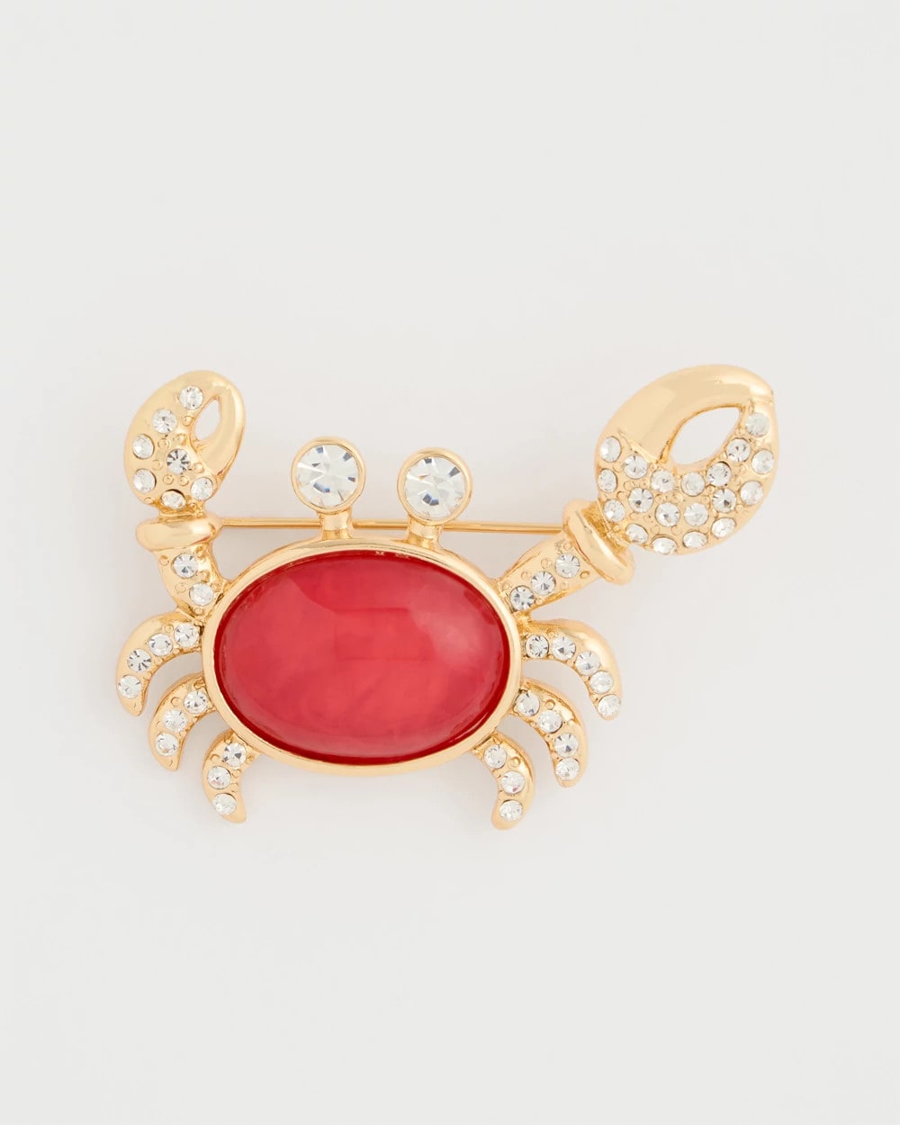 Red Americana Faux Diamond Crab Brooch