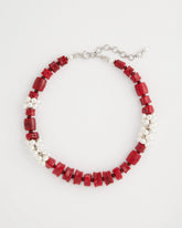 Red Red Resin Pearlescent Short Necklace