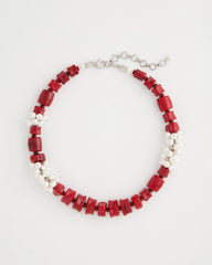 Red Red Resin Pearlescent Short Necklace