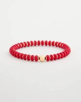 Red Red Beaded Stretch Bracelet
