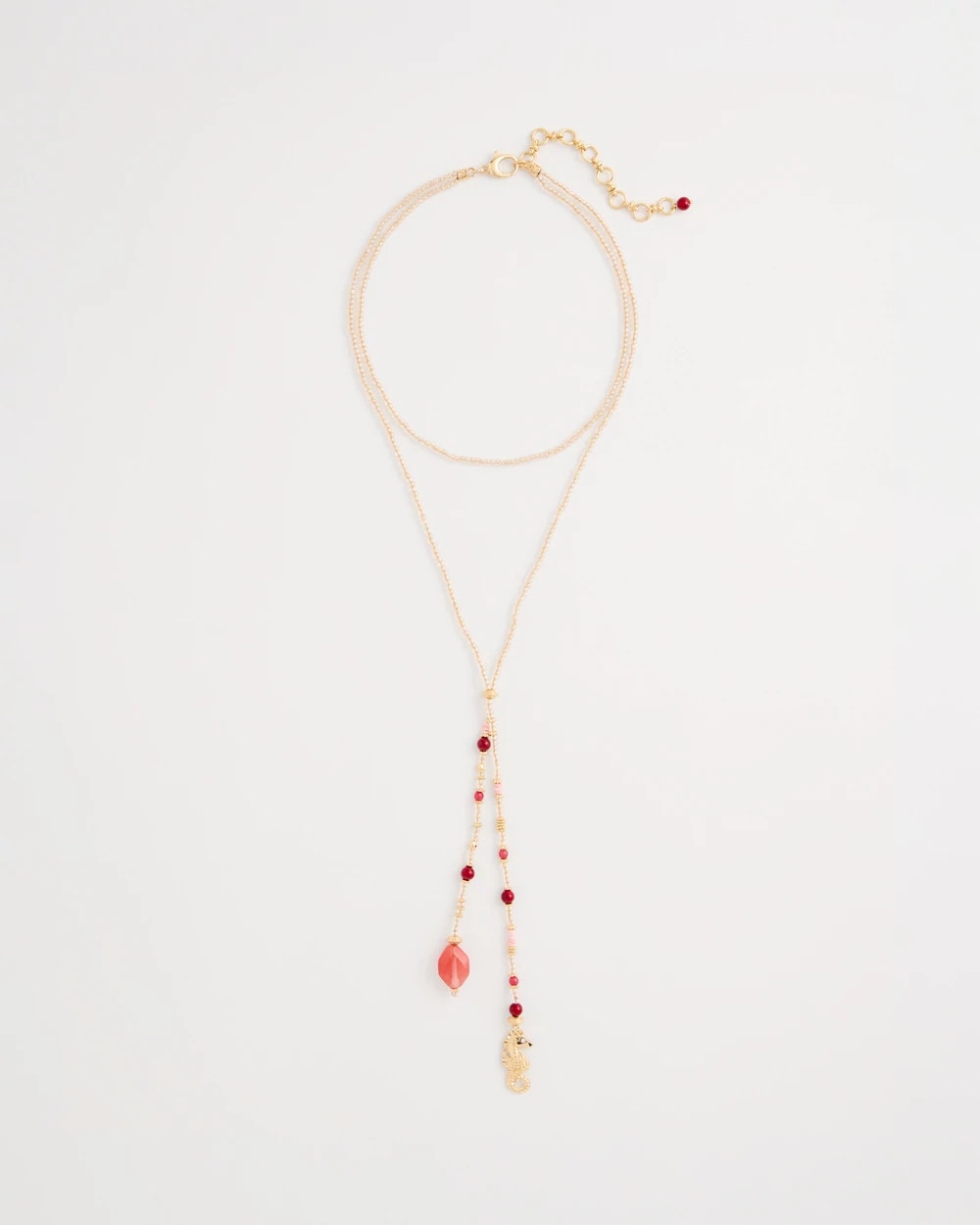 Coral Coral Genuine Stone Y-Pendant Necklace