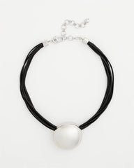 Silver Silver Pendant Cord Necklace