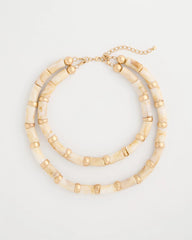 White White Beaded Double-Strand Necklace