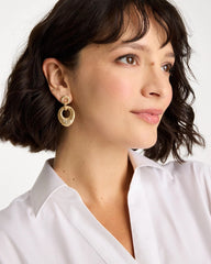 Gold Crinkle Goldtone Doorknocker Earrings