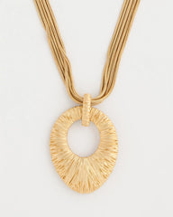 Gold Crinkle Goldtone Pendant Necklace
