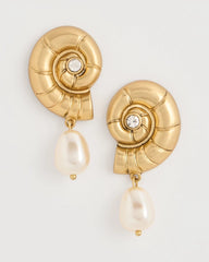 Gold Goldtone Spiral Shell Earrings