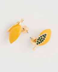 Yellow Luxurious Lemon Stud Earrings