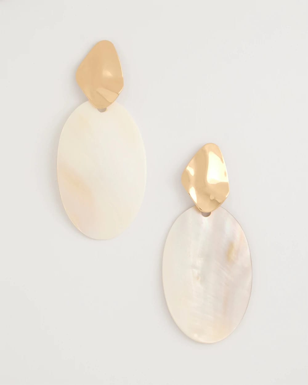 Neutral Shell Oval Drop Earrings