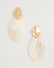 Neutral Shell Oval Drop Earrings