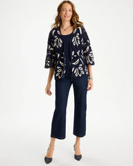 Passport Blue Woven Crochet Lace Contrast Kimono
