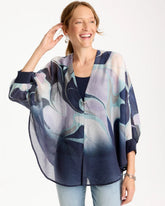Passport Blue Woven Printed Cocoon Ruana