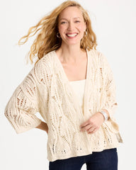 Neutral Cotton Crochet Kimono