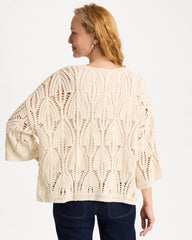 Neutral Cotton Crochet Kimono