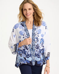 Alabaster Woven Faux Silk Printed Kimono