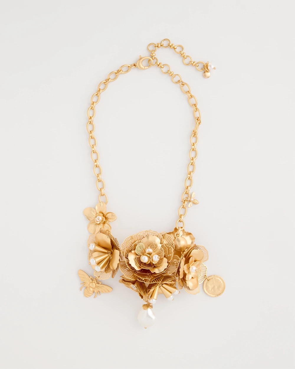 Gold Chico’s Originals Filigree Flower Bib Necklace