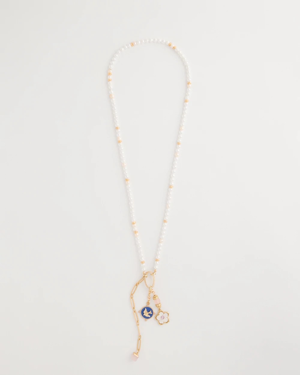 Orchid Medallion Pendant Pearl Necklace