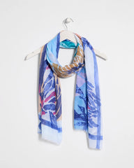 Blue Coral Motif Oblong Scarf