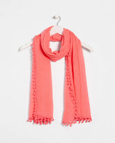 Calypso Coral Pom Pom Oblong Scarf