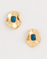 Blue Blue Resin Cab Oversized Stud Earrings