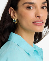 Blue Blue Resin Cab Oversized Stud Earrings