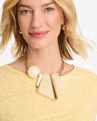 Neutral Faux Horn Geo Bib Necklace