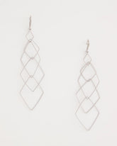 Silver Geo Linear Drop Earrings
